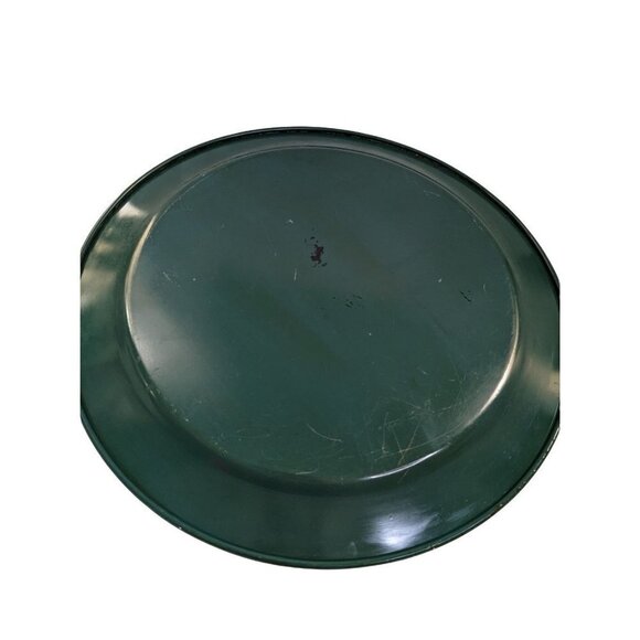 Large   handprinted tray  green floral Toll  metal round 18 3/4in pears grapes - Picture 4 of 7